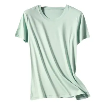 Women's 2022 Summer Mercerized Cotton T-Shirt White Short Sleeve
