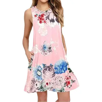 2023 Summer Sleeveless Floral Print Dress for Women