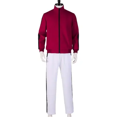 Red Full-Zip Track Suit for Youth White Pants