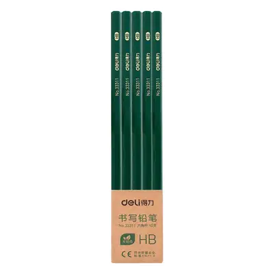 Deli Pencil HB Primary School Students Exam Card 2B Pencil Lead-free Poison Painting Sketch Pen Green Rod Hexagon Children