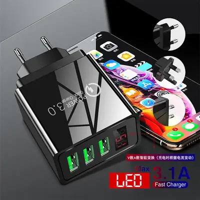 5V3.1A Digital Display Charger 3Usb Fast Charging