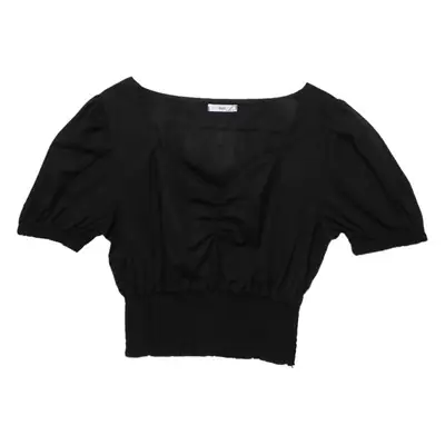 Women White V-Neck Bubble Short Sleeve T-Shirt
