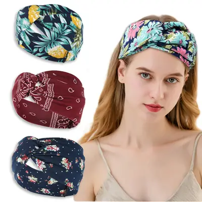 New Wide-brimmed Printed Knitted Hair Band for Women