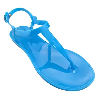 Women's Black Jelly Pvc T-Strap Sandals