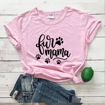 Pink Fur Mama Printed T-Shirt Short Sleeve