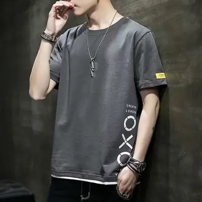 Men White Moon Print T-Shirt Half Sleeve Summer Wear