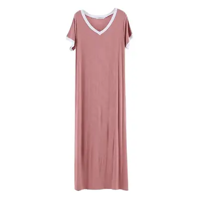 Women Korean Style Long Dress Pink Ankle Length