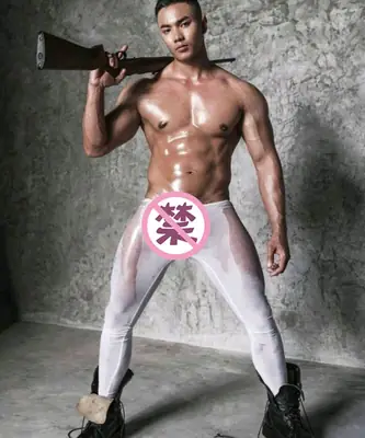 European Size Men's See-Through Long Pants Ice Silk Transparent Yoga Sports Versatile Casual Fashion