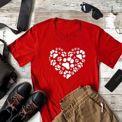 Foreign Trade T-shirt Love Dog Claw Pattern