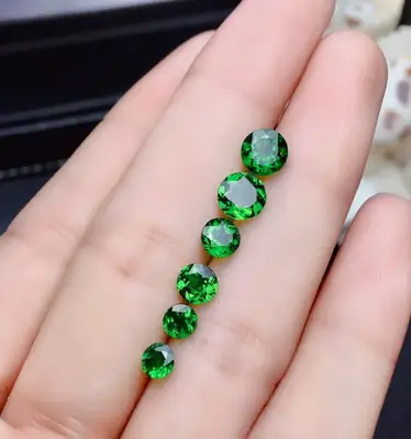 Natural Green Diopside Bare Stones Round 2mm-7mm