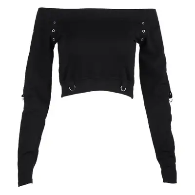 Black Off-Shoulder Long Sleeve Women's Sweatshirt Set