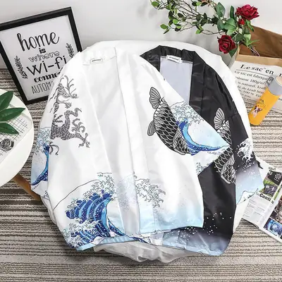 Men's Chinese Style Wave Kimono Large Spring Summer