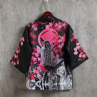 Men Chinese Style Hanfu Short Sleeve Kimono White Black Plus Size