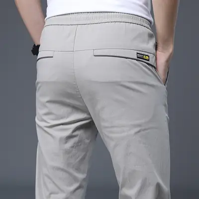 Men Summer Thin Casual Pants Light Grey 2020