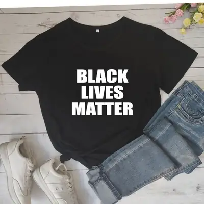 Black T-Shirt Black Lives Matter Graphic Short Sleeve