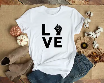 Women LOVE Fist Graphic T-Shirt White