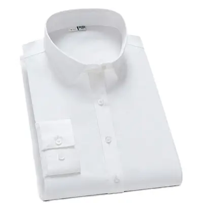 Golden Shield Men's Long Sleeve White Shirt with LOGO Embroidery
