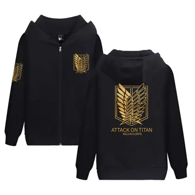 White Full Zip Hoodie with Gold Wing Design