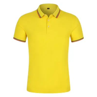 Men Yellow Polo T-Shirt Red White Trim