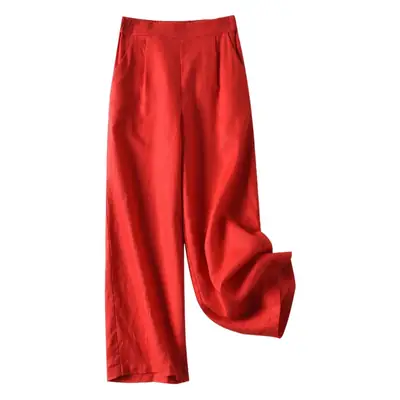 Women's 2023 Cropped Wide-leg Pants Summer Cotton Linen