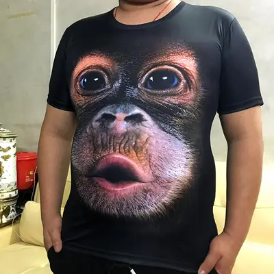 Funny Gorilla 3D Monkey T-Shirt Large Men