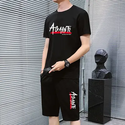 Men Red Black Graphic Sports Suit 2025