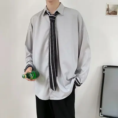 Men's Black Tie Denim Jacket with 7-Piece Sleeve Design