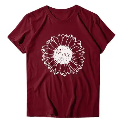 Women Grey Chrysanthemum Printed T-Shirt