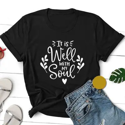 Black T-Shirt "Well With Soul" Print