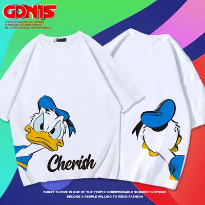 Donald Duck T-Shirt Blue Men Women Summer