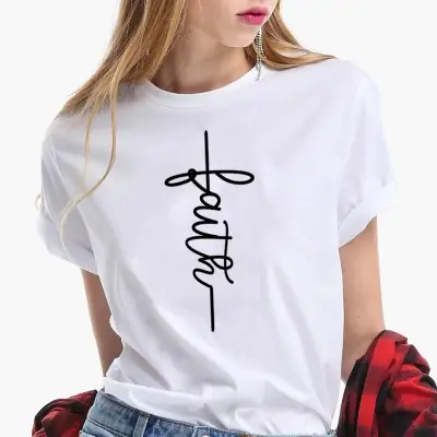 White Short Sleeve Letter T-Shirt with Bold Graphic