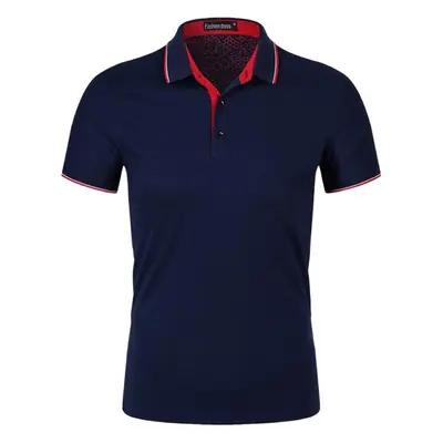Blue Color Lapel Polo Shirt with Embroidered Logo for Men & Women