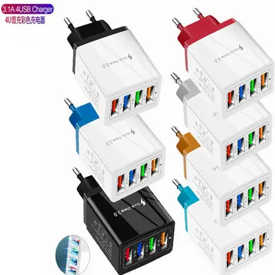 2.4A LED 4USB Color Charger Europe US