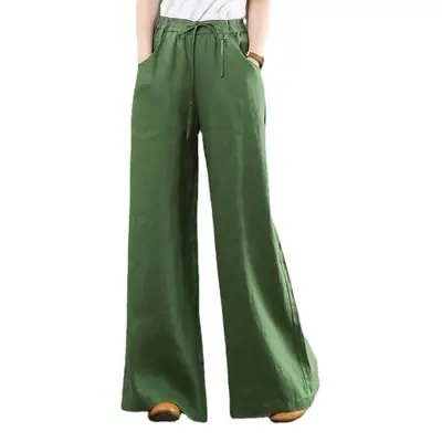 Women Linen Wide Leg Pants Loose Fit Large