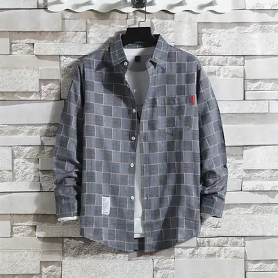 Men's Plaid Korean Style Loose Coat 2020