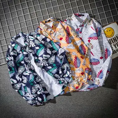 Vintage Hong Kong Style Floral Long Sleeve Shirt for Men