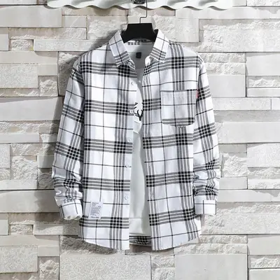 Men's Green Plaid Long Sleeve Shirt
