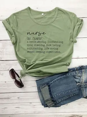 Nurse Letter Short Sleeve T-Shirt White