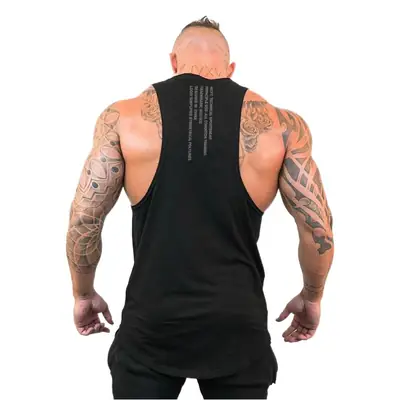 Men's Black Sleeveless Muscle Vest Back View