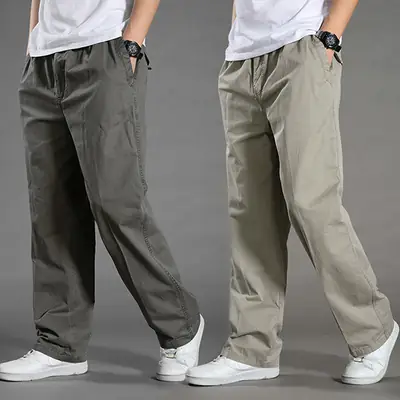 Men's Ankle-Length Korean Style Trousers Loose Large Fit