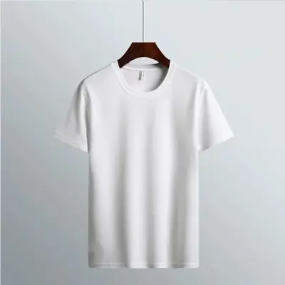 Men's White Short Sleeve T-Shirt Large Size