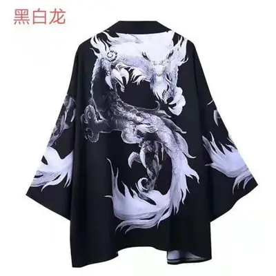 AliExpress Dragon Print Robe for Men Women Black White