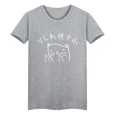 Red Japanese Cat Graphic T-Shirt for Men Women Pure Cotton