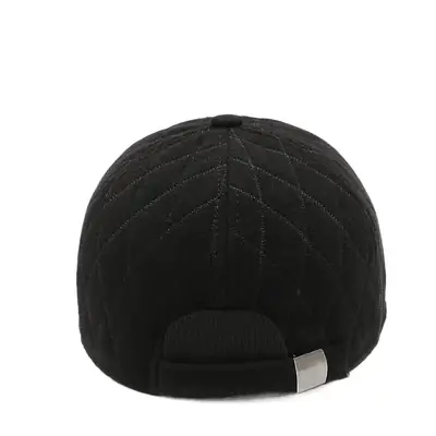 Men's Black Quilted Baseball Cap with Logo