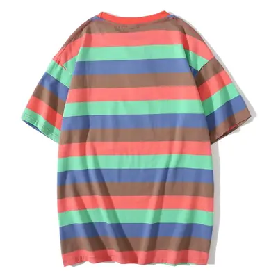 Pure Cotton Striped Women T-Shirt Loose Fit Multicolor