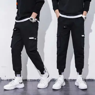 Men's Black Toe-Tied Casual Pants 2020