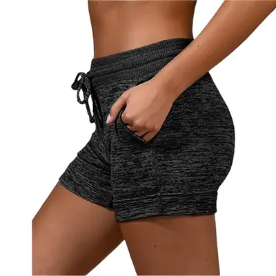 Women Grey Lace-Up Yoga Shorts Quick-Drying 8-5XL