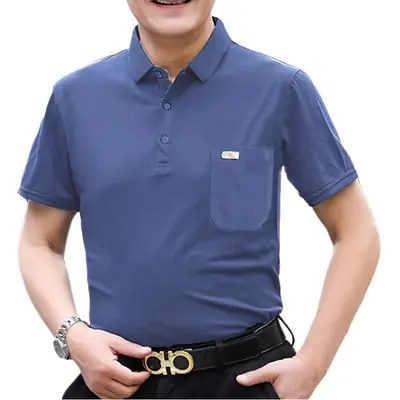 Father's Day Grey Cotton Polo T-Shirt for Men