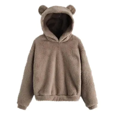 Black Plush Rabbit Ears Hooded Sweatshirt for Men Women