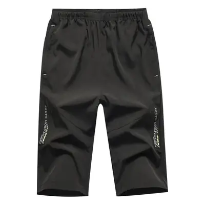 Men Ice Silk Cropped Shorts Black Large Summer Wear